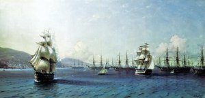 Zwarte Zeevloot in de Baai van Theodosia, vlak voor de Krimoorlog