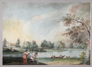 De vijvers voor het stedelijk landgoed van graaf Alexei Kirillovich Razumovsky in Moskou door Ivan Alexeyevich Ivanov