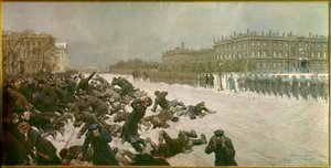Begin van de Russische Revolutie van 1905: Schieten op het Paleisplein op 22 januari