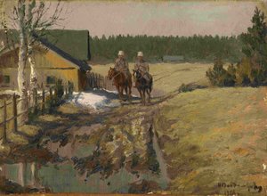 Kozakken te paard, 1916 door Ivan Alexeyevich Vladimirov