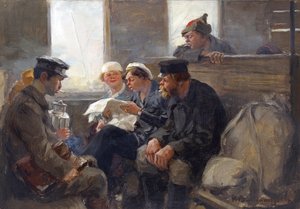 Groep Bolsjewieken in een trein door Vladimirov, Ivan Alexeyevich door Ivan Alexeyevich Vladimirov