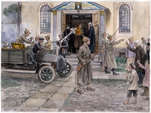 Inbeslagname van de kerkschatten in Petrograd op 5 mei 1922 door Ivan Alexeyevich Vladimirov