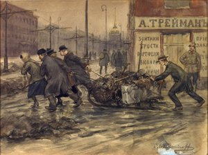 Rijke kooplieden en Russische edelen die afval uit erven halen