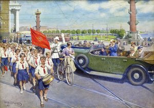 De buitenlandse toeristen in Leningrad