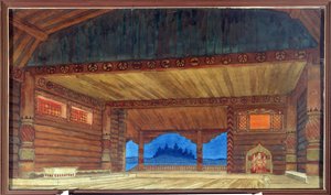 Voorbereidend ontwerp voor het decor van de opera Roeslan en Ljoedmila van Michail Glinka door Ivan Yakovlevich Bilibin