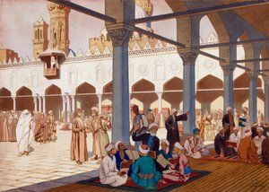 Binnenplaats van de Al Azhar-moskee en universiteit, Caïro - Werk van Ivan Yakovlevich Bilibin (Bilibine) (1876-1942)