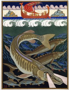 Het rijk van de zee (Russisch traditioneel verhaal) door Ivan Yakovlevich Bilibin