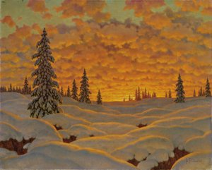 Zonsondergang in Finland