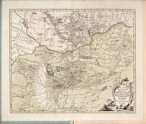 Kaart van de Irtysh-rivier, het zuidelijke deel van het Siberische Gouvernement, 1777 door Ivan Ivanovich Islenyev