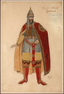 Kostuumontwerp voor de opera Ruslan en Ljoedmila van M. Glinka door Ivan Yakovlevich Bilibin