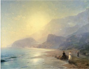 Alexander Pushkin en prinses Maria Raevskaya bij Gurzuf, 1886 door Ivan Konstantinovich Aivazovsky