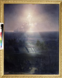 Het zinken van het 84-kanonschip Lefort in 1856 tijdens de Krimoorlog (1853-1856). Schilderij van Ivan Konstantinovich Aivazovsky (1817-1900)