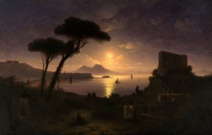 De Baai van Napels bij maanlicht
