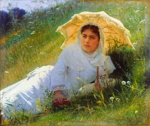 Een hete dag op het gras. Middag, 1883 door Ivan Kramskoy