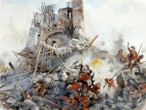 Vernietiging van de donjon, Engelse Burgeroorlog, Scarborough Castle, 1645, c1990-2010