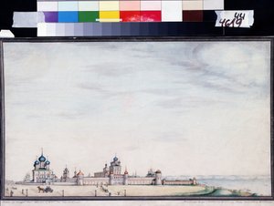 Uitzicht op Rostov, Kremlin. Schilderij van Ivan Mikhaylovich Belogonov (1800-1871)
