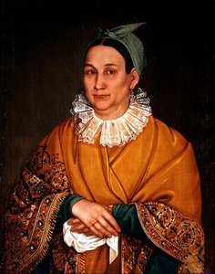 Portret van een koopmansvrouw door Ivan Vasilievich Tarkhanov