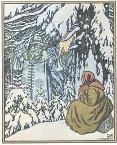 Illustratie voor het sprookje Morozko, 1932 door Ivan Yakovlevich Bilibin