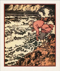 Illustratie bij Het Verhaal van de Visser en de Vis, 1933 door Ivan Yakovlevich Bilibin