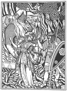 Ilya Muromets en de vrouw van Svyatogor, 1912 door Ivan Yakovlevich Bilibin