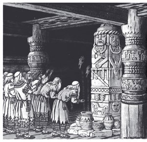 De Aanbidding van de god Svetovid, 1934 door Ivan Yakovlevich Bilibin