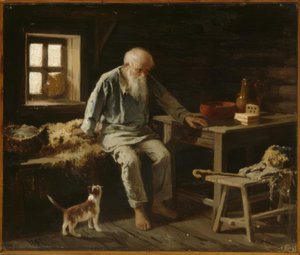 Oude Man met Zijn Kat door Iwan Andrejewitsch Pelewin