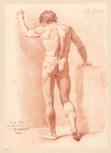 Staand mannelijk naakt, op de rug gezien (1e prijs 1805)