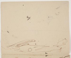 Zuid-Frans berglandschap met vegetatie op de voorgrond (bovenste helft van dubbelzijdige schets) door J.A. Jerichau