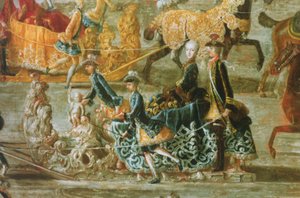 De keizerlijke sleerit bij het huwelijk van keizer Jozef II van Oostenrijk met zijn tweede vrouw Maria Josepha von Bayern: detail van een slee