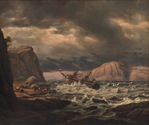 Een schipbreuk aan de kust van Noorwegen door Johan Christian Dahl