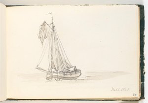 Een groot zeilschip in kalm water