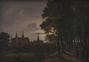 Kasteel Frederiksborg bij Maanlicht door Johan Christian Dahl