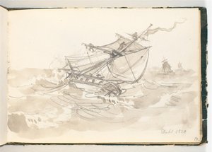 Drie zeilschepen in hoge zee