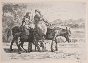 Bij Enghien. Boerenvrouwen keren terug uit Parijs door J.C. Nielsen