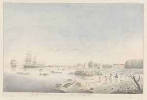 Waterkant van Paramaribo kort na de brand van 1821