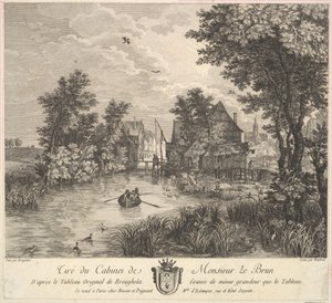 Rivierlandschap naar het schilderij in de kast van de heer Poullain door JF Borgnet