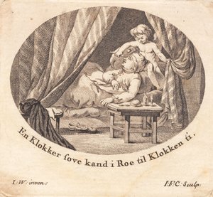 Een dikke koster ligt te slapen door J.F. Clemens
