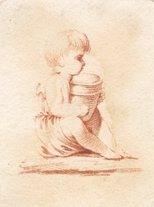 Een kleine zittende jongen door J.F. Clemens
