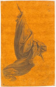 Vlag en licht geschetste vaandeldrager door J.F. Clemens