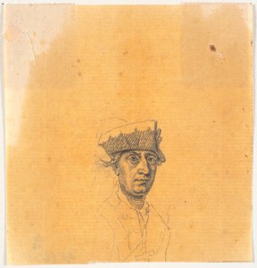Voorbereiding voor een van de hoofden voor de gravure: Frederik de Grote rijdt naar huis na een revue in Potsdam door J.F. Clemens