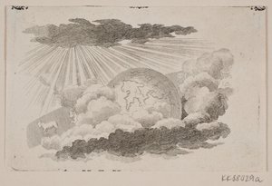 De aardbol rollend tussen de wolken