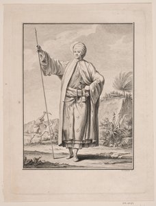 Portret van Carsten Niebuhr in Arabische kleding door J.F. Clemens