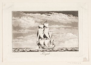 Suite van schepen. Fregat door J.F. Clemens