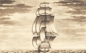 Suite van schepen. Fregat door J.F. Clemens