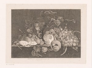 Stilleven met vruchten en oesters door J.L.L.C. Zentner