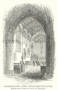 Graf van Shakespeare, Stratford-upon-Avon (gravure) door J.L. (after) Williams