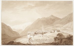 Het dorp Airolo in de Alpen
