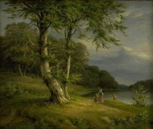 Bosrijk landschap bij het meer van Bagsværd