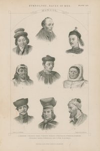 Negen gezichten van verschillende Mongoolse rassen door J.L. Williams