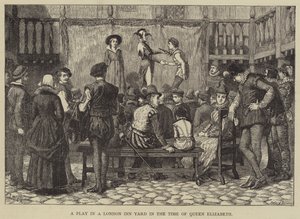 Een toneelstuk in een Londense herberg in de tijd van koningin Elizabeth